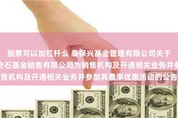 股票可以加杠杆么 泰保兴基金管理有限公司关于旗下基金增加北京新浪仓石基金销售有限公司为销售机构及开通相关业务并参加其费率优惠活动的公告